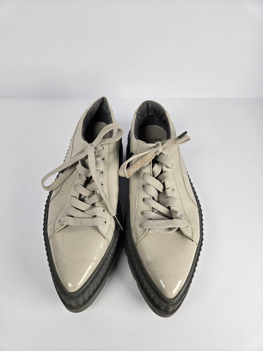 Fenty x Puma Pointy Creeper Dove Patent Leather Cleated Platform Size 8W